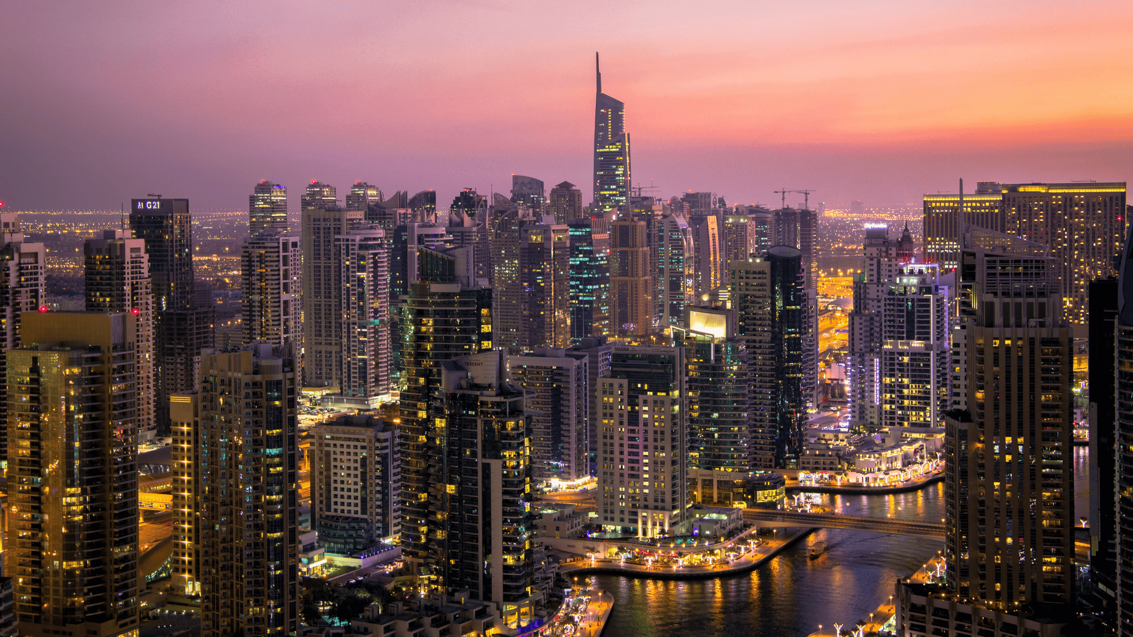 Aerial shot of Dubai Buildings